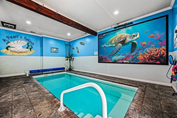 8' x 17' x 5' Heated Pool with Projector, Roku and 10' Screen