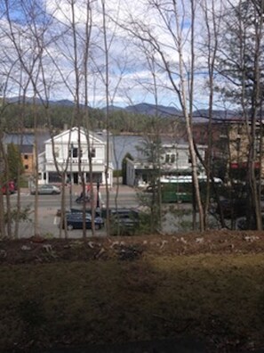 Fall views of Mirror Lake and the village of Lake Placid from the  front  porch