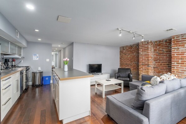 living room and kitchen