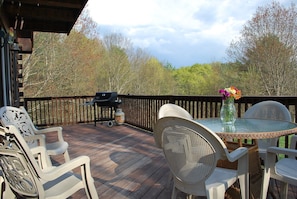 A large private deck is ideal for fresh air and beautiful views.