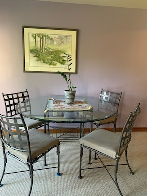 Big dining room looking out over the patio. 