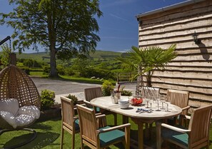 Outside dining area with views