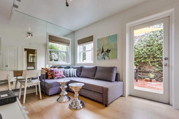 Newly remodeled, designer living room is perfect for Beach living!