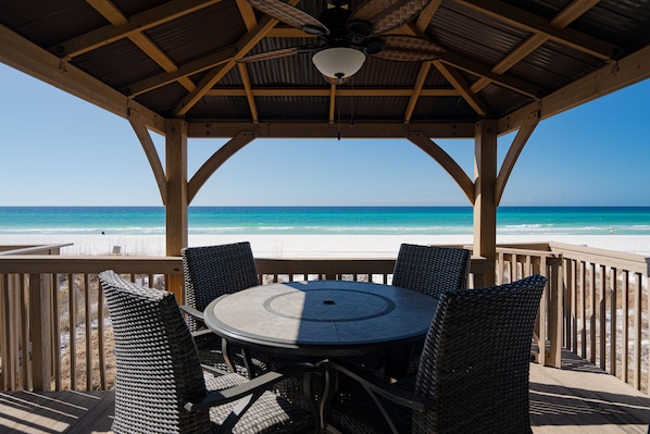 Gazebo on the deck - enjoy the beach view rain or shine