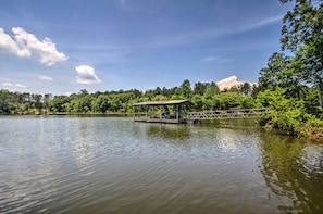 This property includes a private boat dock with a covered slip.