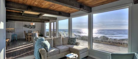 The ocean view from the living room is perfect for entertaining your family.