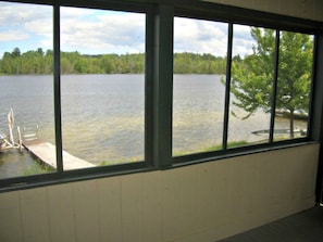 view of lake from screened porch
