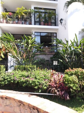 The condo's window and beautiful plantings.  We are on the first floor.