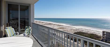 Balcony views of the beach located directly across the street