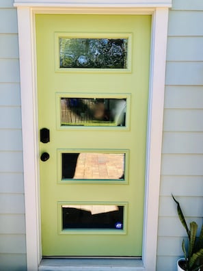 Beautiful beach cottage entry door. Keyless entry!