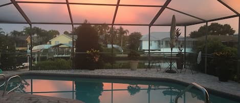 The pool at sunset