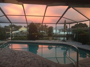 The pool at sunset