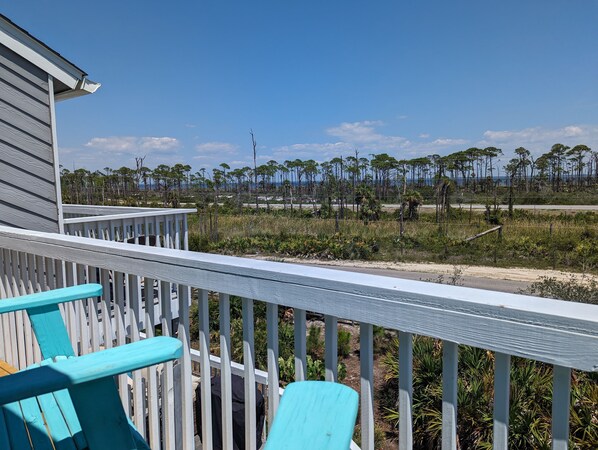 Bay view from private deck off master bedroom. Sunrises,Stars and the Moon!