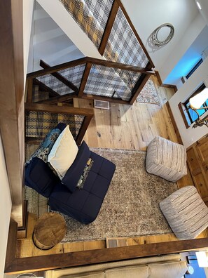 View of the game room from the loft.