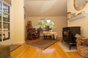 Desk and Fireplace