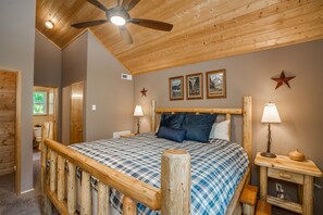 Enjoy the high ceilings in this master suite