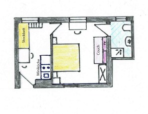Grundriss Familienzimmer mit MinikĂŒche Wiesenhof Kaunertal