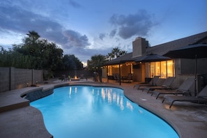 Bright blue swimming pool