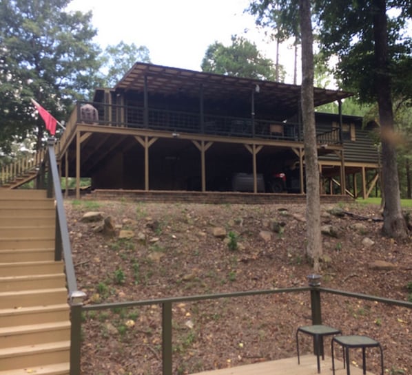 Looking at the cabin from the dock 