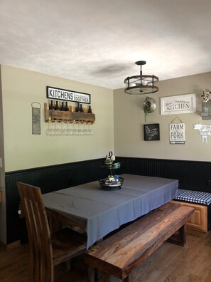 Banquette seating in kitchen