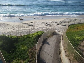 Beach access ramp adjacent to home (fenced area not part of property)