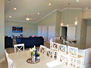 Dining room looking into upper living room