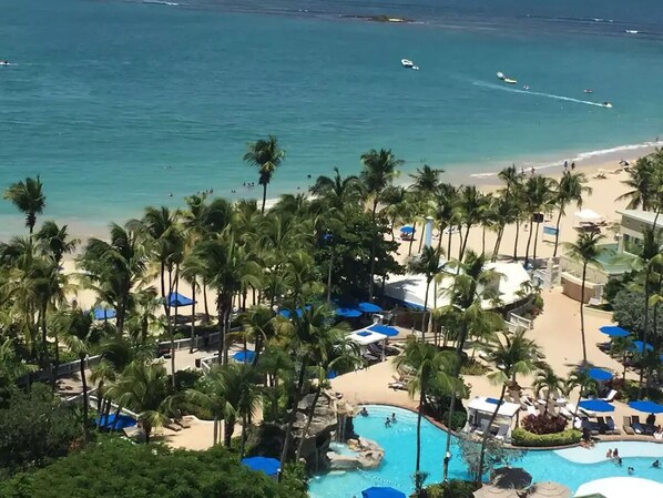 Balcony view of hotel Soneta's pool