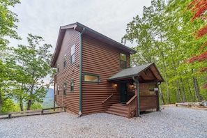 Front of Cabin with Beautiful Landscaping