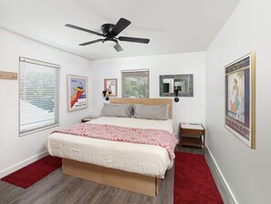 This large bedroom with King bed offers additional storage and relaxed vibe, with excellent décor.