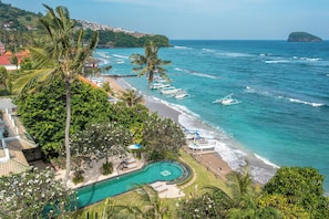Aerial view of the pool at Villa Cocoa Maya