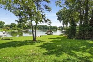 Lake views from our back deck rocking chairs