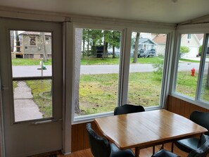 New porch windows in 2024 facing Tawas lake.
