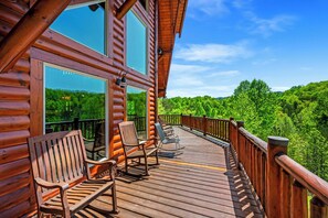 Relaxing rocking chairs on the large deck