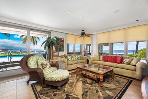Family Room with beautiful ocean front views