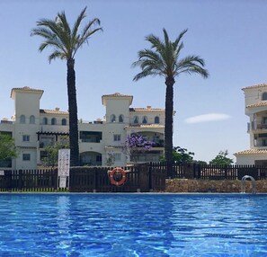 View of the penthouse from the pool.