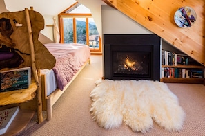 Snuggle up on the sheepskin with a good book or your beloved.