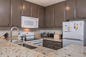 Kitchen with all the amenities including Keurig Coffee Machine