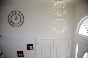 Chandelier above the front entry way.