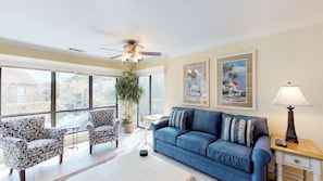 Living Room with Access to Both Private Balconies