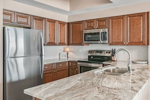 New granite counter, new backsplash.
