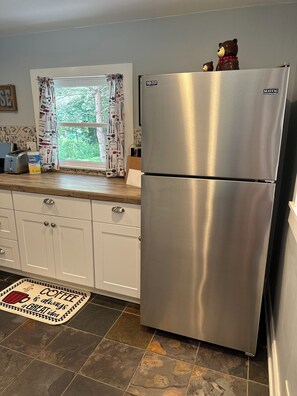 Refrigerator is also stocked with basic condiments 