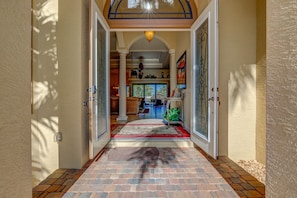 Front entryway with French doors