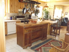 Kitchen with large center island.