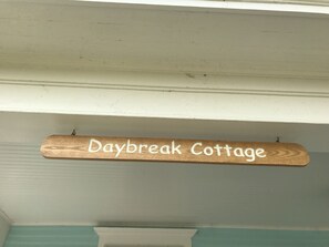 Daybreak Cottage above porch