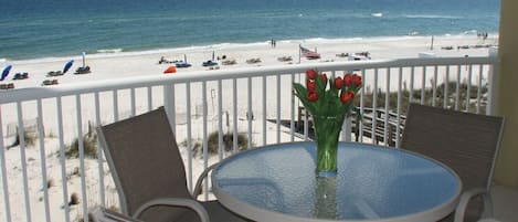 view of the beach from balcony