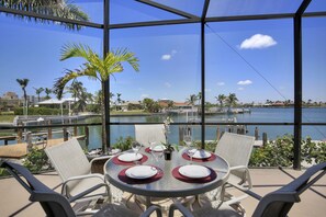 Plenty of outdoor furniture to dine with friends and family.