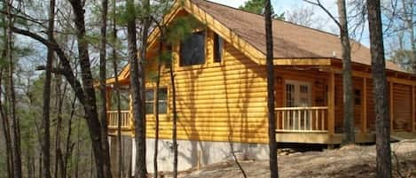 Bear Cliff with its 18 foot high rustic beams and Large Jacuzzi.