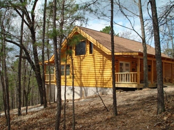 Bear Cliff with its 18 foot high rustic beams and Large Jacuzzi.