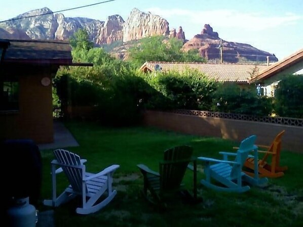 Grass backyard with Mountain Views