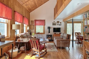 The cottage holds a lovely mix of vintage and antique furniture.